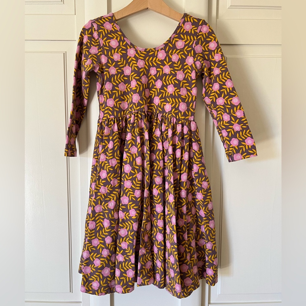 Alice + Ames Floral Kids Dress - Pink and Brown